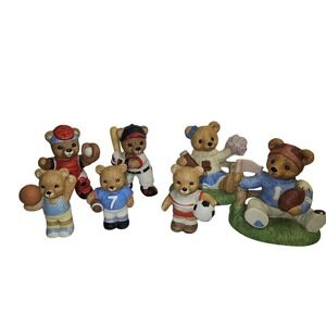 Vintage Home Interiors Game-Day Bears Lot Sports Figurines HOMCO 14981 1403 1408